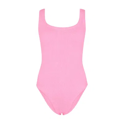 Hunza G Classic Square Neck One Piece In Pink