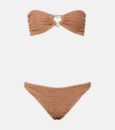 Hunza G Nicole Embellished Bikini In Brown