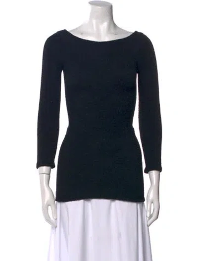 Pre-owned Hunza G Nylon Bateau Neckline Top In Black
