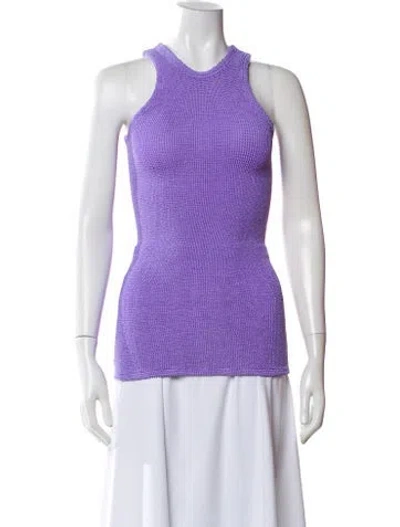 Pre-owned Hunza G Nylon Crew Neck Top In Purple