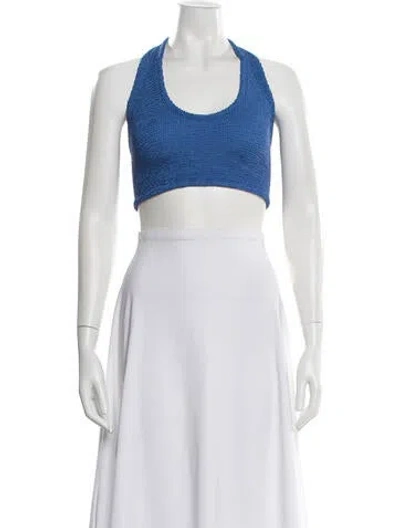 Pre-owned Hunza G Nylon Halterneck Crop Top In Multi