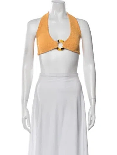 Pre-owned Hunza G Nylon Halterneck Crop Top In White