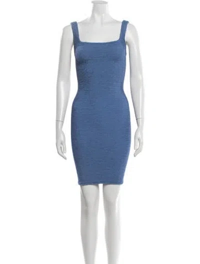 Pre-owned Hunza G Nylon Mini Dress In Blue
