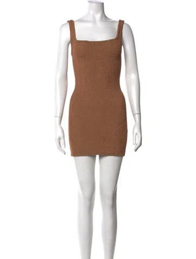 Pre-owned Hunza G Nylon Mini Dress In Neutrals