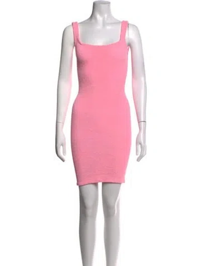 Pre-owned Hunza G Nylon Mini Dress In Pink