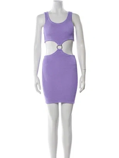 Pre-owned Hunza G Nylon Mini Dress In Purple