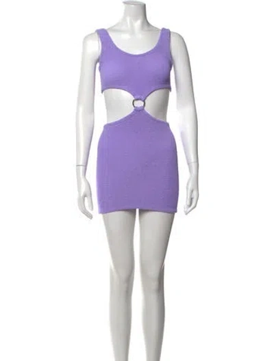 Pre-owned Hunza G Nylon Mini Dress In Purple