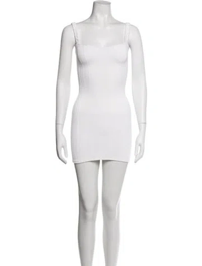 Pre-owned Hunza G Nylon Mini Dress In White