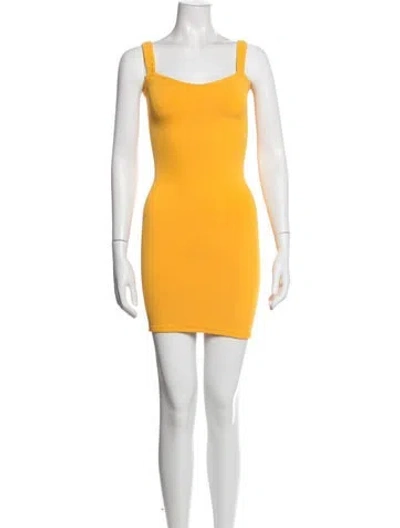 Pre-owned Hunza G Nylon Mini Dress In Yellow