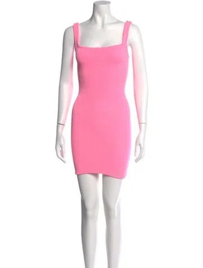 Pre-owned Hunza G Nylon Square Neckline Top In Pink