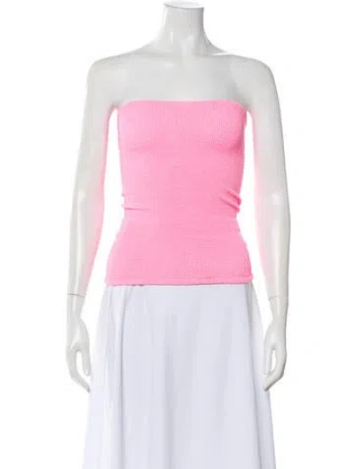 Pre-owned Hunza G Nylon Strapless Crop Top In Multi