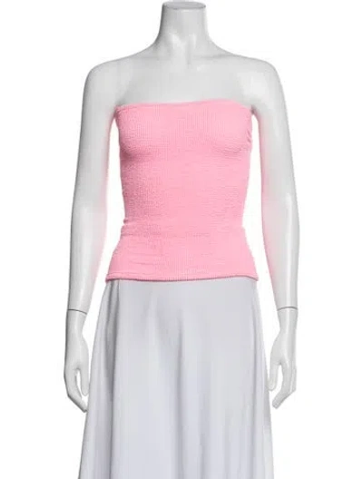 Pre-owned Hunza G Nylon Strapless Crop Top In Pink