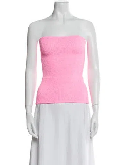 Pre-owned Hunza G Nylon Strapless Top In Pink