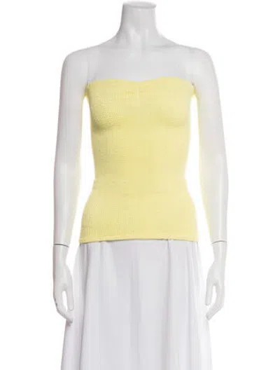 Pre-owned Hunza G Nylon Strapless Top W/ Tags In Yellow