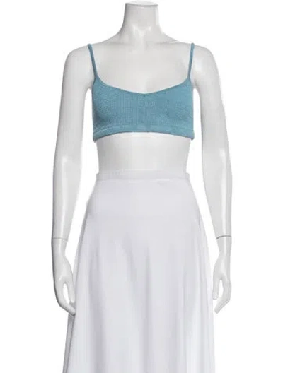 Pre-owned Hunza G Nylon V-neck Crop Top In Black