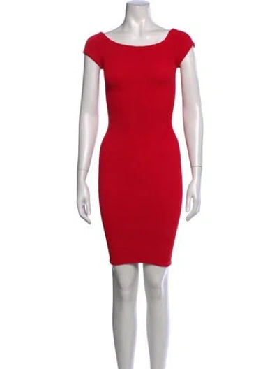 Pre-owned Hunza G Off-the-shoulder Mini Dress In Red