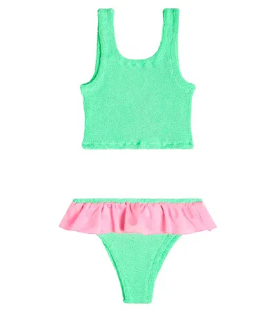 Hunza G Kids' Olive Bikini In Lime Bubblegum