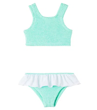 Hunza G Kids' Olive Frilled Swimsuit In Green
