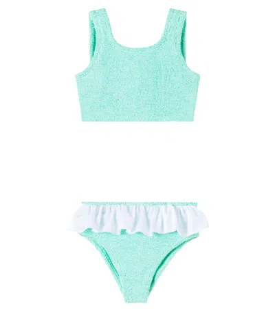 Hunza G Kids' Olive Ruffled Bikini In Green