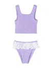 Hunza G Olive Ruffled Bikini Set In Purple