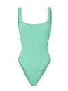 Hunza G Square Neck Ribbed Knit One-piece Swimsuit In Green