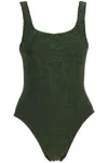 Hunza G Womens Metallic Khaki Sadie Scoop-neck Crinkle-textured Swimsuit