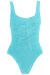 Hunza G Stretch Nylon Swimsuit Scoop Neckline Sleeveless Design In Light Blue