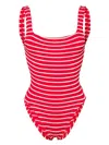 Hunza G Candy-stripe Crinkled Swimsuit In Multi