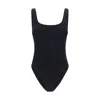Hunza G Square One-piece Textured Swimsuit In Black