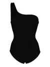 Hunza G One-shoulder Seersucker Swimsuit In Black