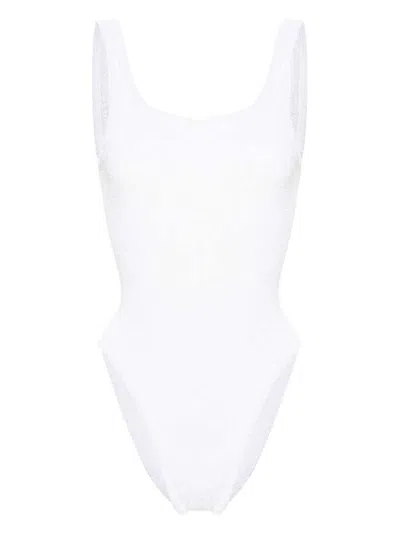 Hunza G One-piece Swimsuit With Low-cut Back In White