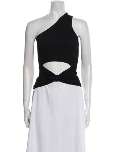 Pre-owned Hunza G One-shoulder Sleeveless Crop Top W/ Tags In Black