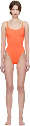 Hunza G Orange Square Neck One-piece Swimsuit In Orange