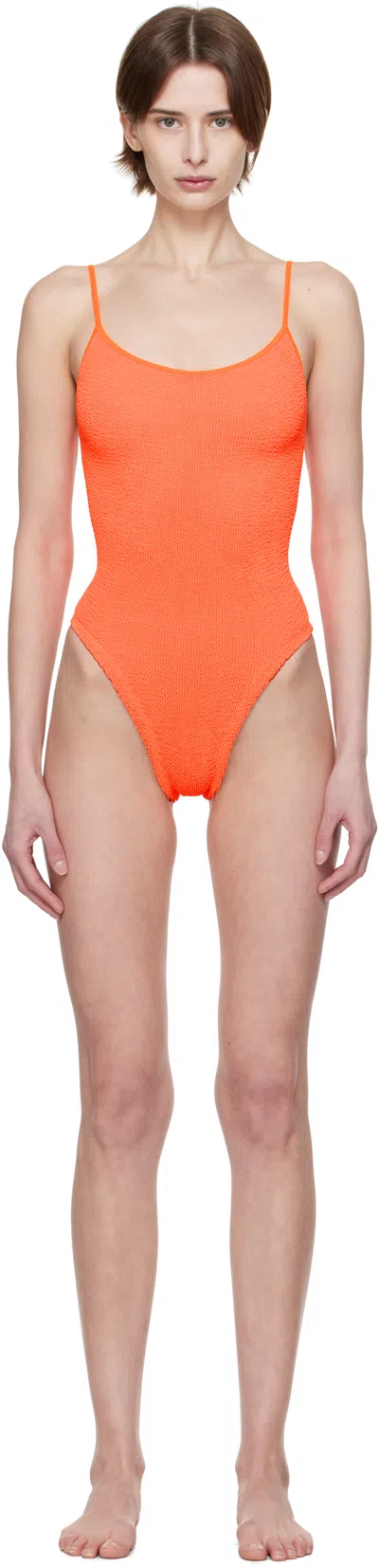Hunza G Orange Square Neck One-piece Swimsuit
