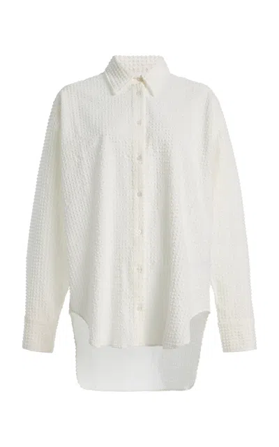 Hunza G Oversized Button-down Poplin Shirt In White