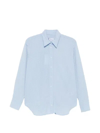 Hunza G Oversized Seersucker Shirt In Blue