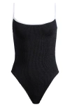Hunza G Pamela Contrast Binding One-piece Swimsuit In Black