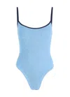 Hunza G Pamela Contrast Seersucker Swimsuit In Blue