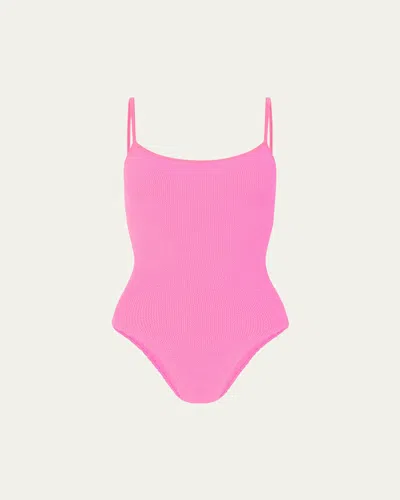 Hunza G Pamela Crinkle One-piece Swimsuit In Bubblegum