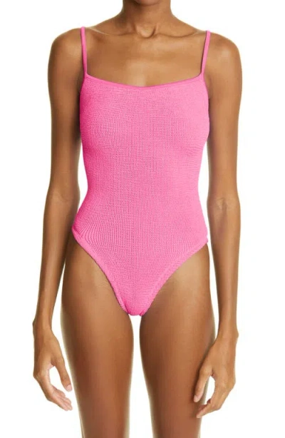 Hunza G Pamela Pink Backless One-piece Swimsuit In Tech Fabric Stretch Woman