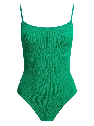 Hunza G Pamela Crinkle Swimsuit In Green