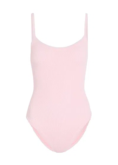 Hunza G Pamela Crinkle-effect Swimsuit In Pink