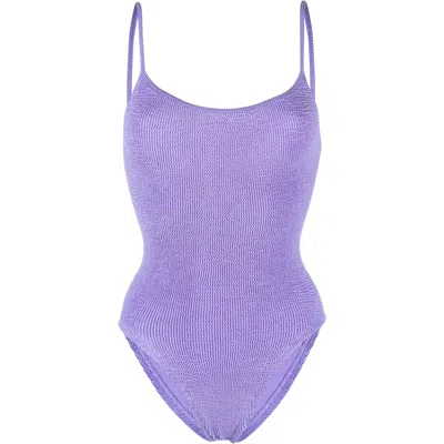 Hunza G Pamela Crinkle Swimsuit In Purple