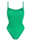 Hunza G Pamela Crinkled-finish Swimsuit In Green