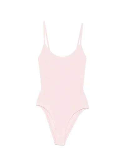 Hunza G Pamela Crinkle-effect Swimsuit In Pink