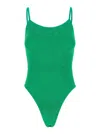 Hunza G Green One-piece Swimsuit With Squared Neckline In Ribbed Stretch Polyamide Woman