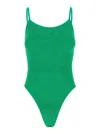 HUNZA G 'PAMELA' GREEN BACKLESS ONE-PIECE SWIMSUIT IN STRETCH POLYAMIDE WOMAN