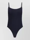 Hunza G Pamela High Neck Crinkle Swimsuit In Blue