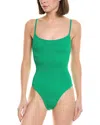 Hunza G Pamela Crinkled-finish Swimsuit In Green