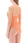 Hunza G Pamela Neon Orange Seersucker Swimsuit In Orange